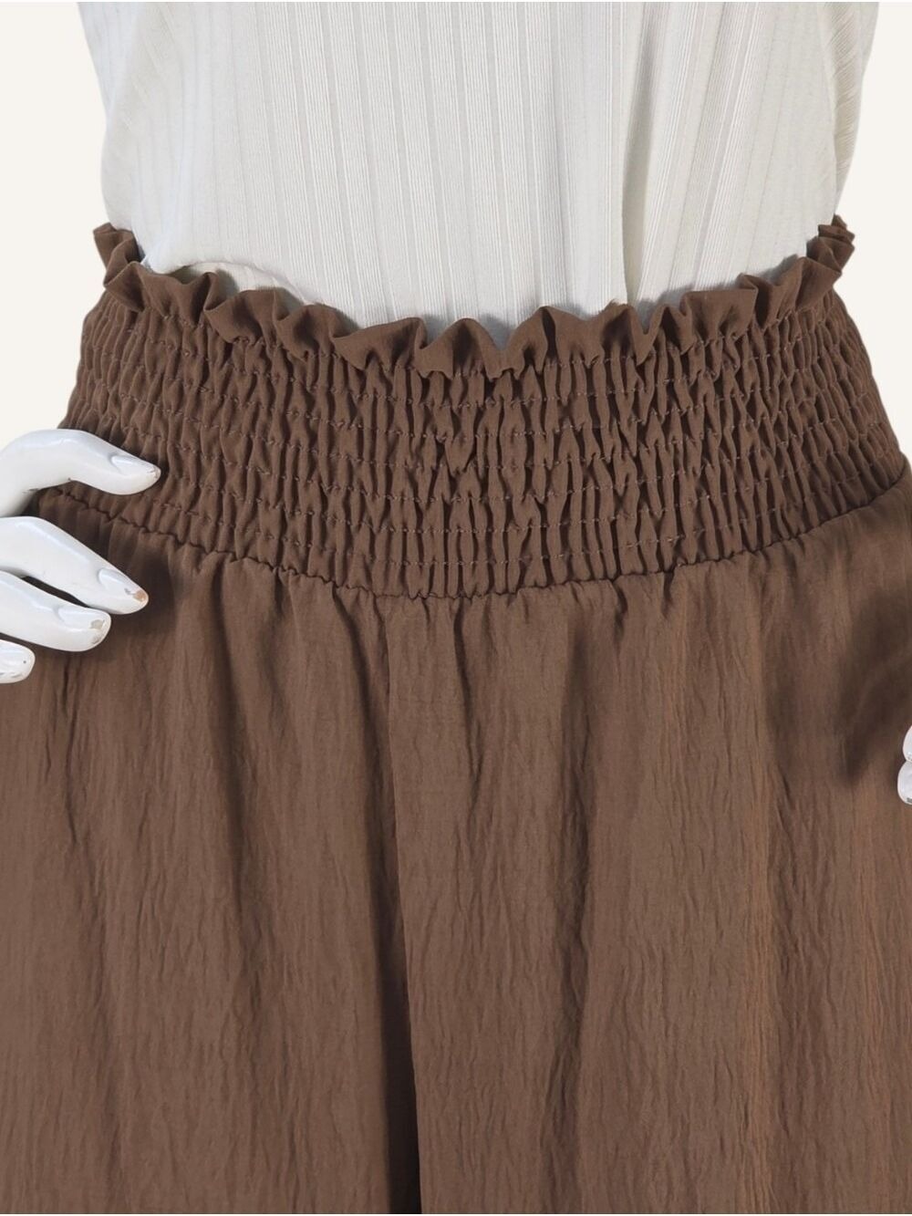 Michelle Mae Cocoa Smocked Wide Leg Palazzo Pants Medium NWOT - Picture 2 of 9